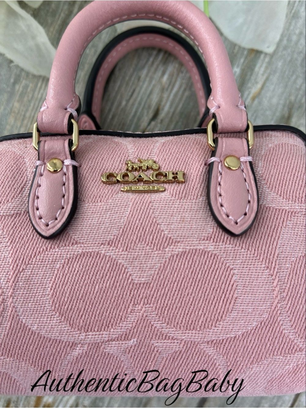 Coach Mini Rowan Bag Charm In Signature Denim Purse - Picture 2 of 7